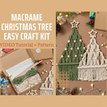 1 комплект симпатичного набора для поделок из макраме с деревянными бусинами, который легко повесить, набор материалов для поделок, Рождественская елка, набор для поделок, подвесной декор