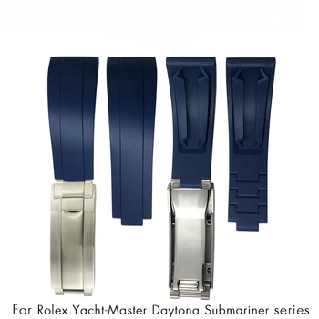 20 мм 21 мм резиновый ремешок для часов, складывающаяся пряжка скользящего типа, подходит для Rolex Submariner Daytona OYSTERFLEX Yacht-Master Strap