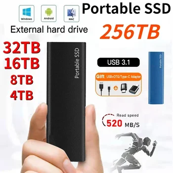 2023 Новейший Оригинальный Портативный SSD 256 ТБ 16 ТБ Внешние Высокоскоростные Твердотельные Накопители USB 3.1 Интерфейс для ПК PS4 Ноутбук Настольный