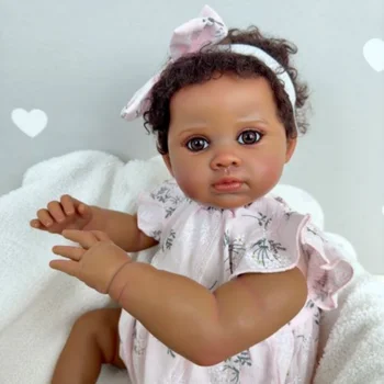 24-дюймовая темно-коричневая кукла-Реборн с кожей малыша, ручная Роспись видимых вен, комплект 3D кукол-Реборн с кожей