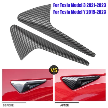 2шт Накладка для боковой камеры автомобиля из углеродного волокна для Tesla модель 3 2021-2023/Модель Y 2019-2023