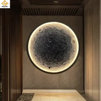 3D Лунный настенный светильник Picture Art Креативный дизайн Лампа для светодиодных настенных панно Декор гостиной Настенное бра с изображением
