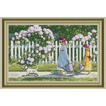 Amishop Высококачественный Красивый Набор для вышивания крестиком с цветочным рисунком Для девочек-садоводов, Водяных Цветов