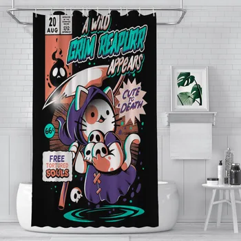 Grim Reapurr Занавески для душа в ванной комнате Cat Arts Ретро Водонепроницаемая Перегородка Уникальный Домашний Декор Аксессуары для ванной Комнаты