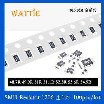 SMD резистор 1206 1% 48,7R 49,9R 51R 51,1R 52,3R 53,6R 54,9R 100 шт./лот микросхемные резисторы 1/4 Вт 3,2 мм*1,6 мм