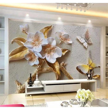 wellyu papel de parede, обои на заказ, Модный цветочный рельеф, фон для телевизора, стена, гостиная, декоративный рисунок на свежем воздухе