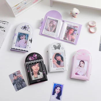 Y2K Винтажная Бабочка 3-дюймовый Альбом Открыток Двусторонняя сумка для хранения карт Polaroid Kpop Idol Card Collect Organizer