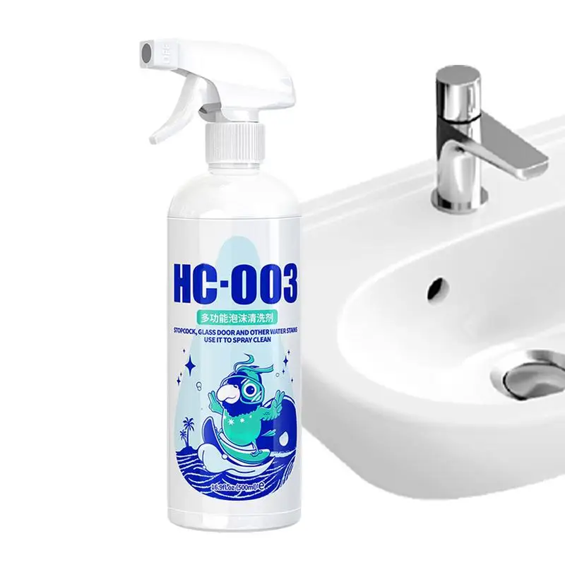Водный пятновыводитель для ванной комнаты, многофункциональный чистящий спрей, 500 мл, мощное средство для удаления накипи, Пенящийся очиститель, спрей