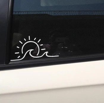 Автомобильные наклейки с изображением солнца и волн, виниловые автомобильные аксессуары, наклейки на окна для автомобилей Honda DIO /Nissan Versa