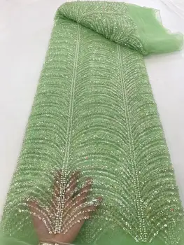 Африканская кружевная ткань, вышитая бисером Французская кружевная ткань, Сетчатый тюль L-1302685 Свадебная кружевная ткань в Нигерийском стиле