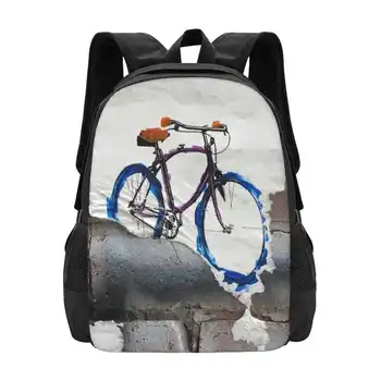 Бумажная сумка с рисунком велосипеда, Студенческий рюкзак, стрит-арт, наклейка на велосипед, велосипедные колеса, Руль, Транспортная бумага