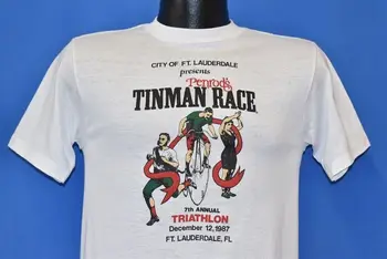 винтажная велосипедная футболка 80-х FT LAUDERDALE PENROD'S TINMAN RACE BIG WHEEL с БОЛЬШИМ КОЛЕСОМ SMALL S