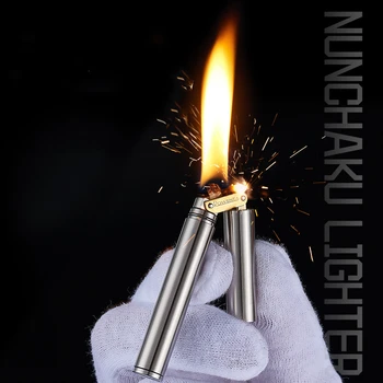 Винтажная Керосиновая зажигалка с двумя ручками, Винтажный шлифовальный круг из чистой меди, зажигалка для открытого огня, Складной Портативный подарок для мужчин