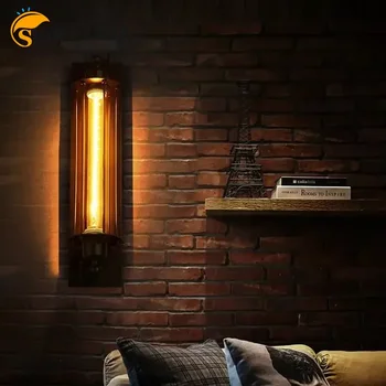 Винтажный промышленный настенный светильник Черный Серебристый Медный светодиодный настенный светильник для спальни, кафе, ресторана, настенного бра, прикроватной тумбочки, электрической лампочки