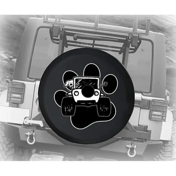 Вождение с собакой внедорожника 4x4 и отпечатком лапы, приключения на пересеченной местности, любитель животных, Запасное колесо JL с резервным