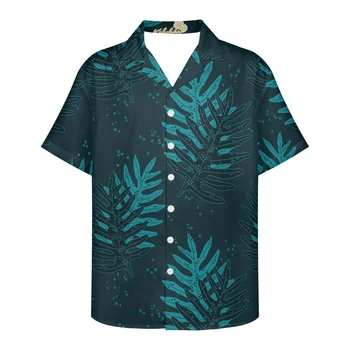 Гавайи Само 2023 Новый дизайн одежды Полинезия Лето Свободные модные мужские рубашки с короткими рукавами Новый дизайн мужских рубашек с V-образным вырезом