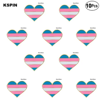 Гордость трансгендеров Булавка для лацкана в форме сердца, значок с флагом, Брошь, булавки, значки, 10 шт. много