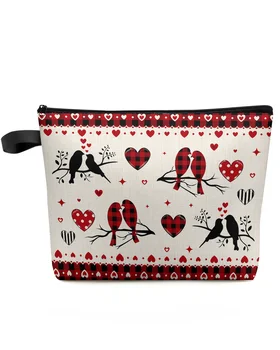 День Святого Валентина, Птица Любви, красная сетка, дорожная косметичка большой емкости, переносная сумка для хранения макияжа, женский водонепроницаемый пенал