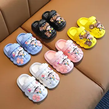 Детские тапочки, летняя девочка, принцесса, мультяшные дышащие нескользящие сандалии, пляжные тапочки для ванной комнаты для мальчиков, обувь для родителей и детей