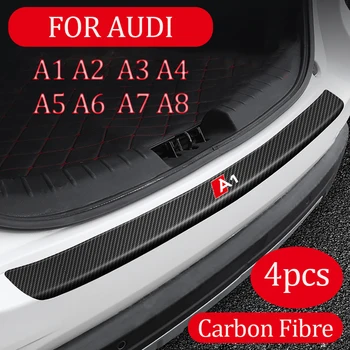Для Audi A1 A2 A3 A4 A5 A6 A7 A8 Наклейка на багажник автомобиля из углеродного волокна, внешний протектор заднего бампера, защита от царапин, наклейка на аксессуары