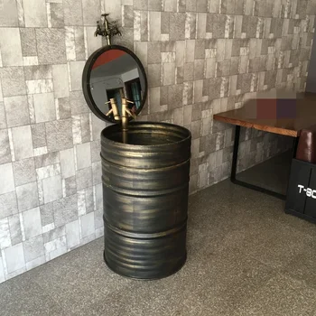 Железное художественное ведро для масла, ЛОФТ, Ретро-умывальник со встроенной колонной, туалет в индустриальном стиле