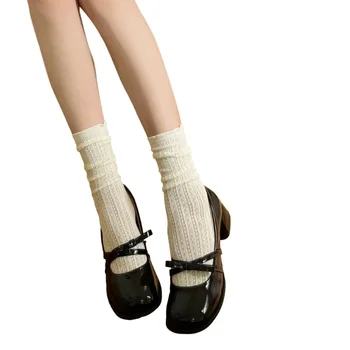 Женские балетные летние сетчатые кружевные носки с заниженной талией, выдалбливают геометрические полосатые носки принцессы средней длины