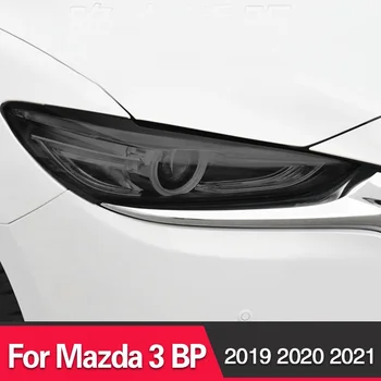 Защитная пленка для автомобильных фар, 2 предмета, Передний фонарь, Прозрачная Дымчато-черная наклейка из ТПУ для Mazda 3 BP 2019 2020 2021 Аксессуары