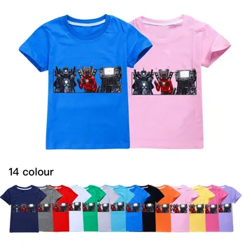 Игровая футболка Skibidi для детей с короткими рукавами и цветным 3D принтом Speakerman, футболка для маленьких мальчиков, летняя уличная одежда, повседневные топы для девочек