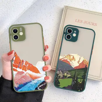 Иллюстрации с видом на горы, Матовый прозрачный чехол для телефона lanscape для iphone 14 11 12 13 plus mini x xs xr pro max cover
