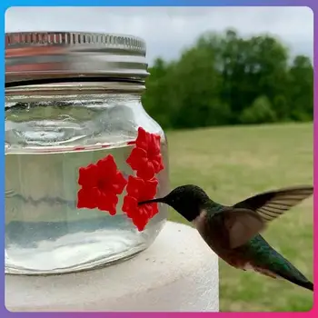 Кормушка для колибри Уникальный способ приблизиться Персональная банка Цветок Пластиковые кормушки для птиц Для подвешивания на открытом воздухе Простые в использовании товары для домашних животных