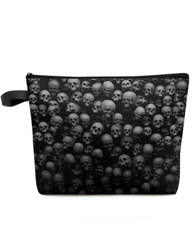 Косметичка для путешествий Skull Wall Skull Horror большой емкости, портативная сумка для хранения макияжа, женский водонепроницаемый пенал