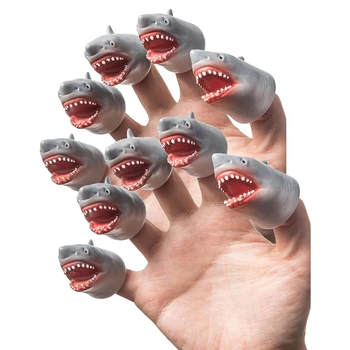 Кукольный набор с акульими пальцами, Реквизит для кукольного театра с животными, Новые игрушки, странные подарки, 10 шт. Серый Белый