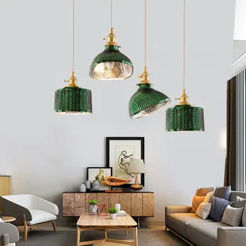 Люстра в скандинавском стиле в стиле ретро, креативная латунная Стеклянная лампа, спальня, гостиная, рестораны, лампы для кабинета, бар отеля, кафе, светодиодные светильники