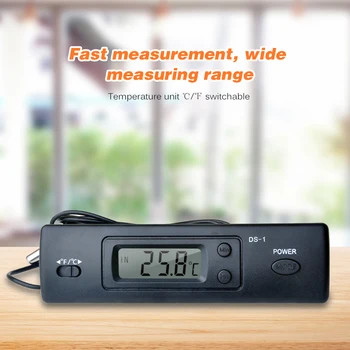 Мини-термометр Электронный цифровой автомобильный термометр для помещений и улицы Многофункциональный термометр, отображение времени и температуры с функцией Prob