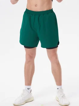 Мужские тренировочные шорты 2 в 1 для бега, гольфа, тенниса, баскетбола, падель-шортов, быстросохнущая мужская спортивная одежда, летние короткие штаны 2в1