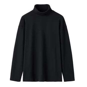 Мужской топ, мужской пуловер, майка, теплая блузка, повседневный классический удобный эластичный джемпер с длинным рукавом и закатанным вырезом