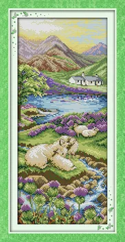 Набор для вышивания крестиком Joy Sunday с предварительной печатью Easy Pattern Aida, набор для вышивания из тисненой ткани-Highland Landscape