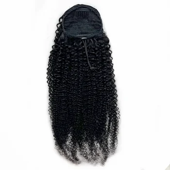 Наращивание конского хвоста из человеческих волос на шнурке длиной 8-22 дюйма для африканских женщин 4B-4C, наращивание конского хвоста в стиле афро, естественно