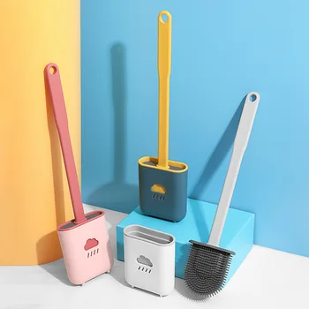 Настенный ершик для унитаза, креативная силиконовая щетка для чистки, Мягкая щетка с длинной ручкой, инструмент для чистки ванной комнаты