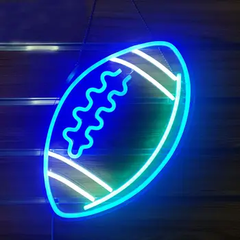 Неоновые вывески в форме футбольного мяча для декора стен Неоновые световые вывески для спальни Детская комната для игры в регби Подарки для студенческих вечеринок