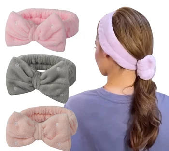 Новая Kpop Плюшевая лента для волос с мультяшным бантом, повязка на руку, ремешок на запястье, Плюшевая повязка на голову для девочек, средство для мытья лица, средство для чистки макияжа