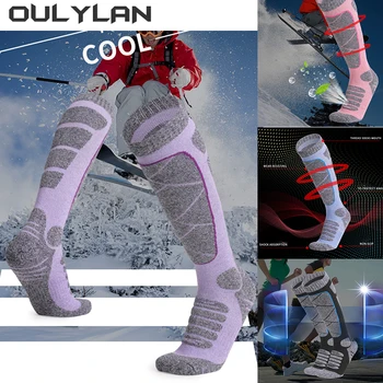 Новые зимние Мужские Женские термальные лыжные носки, теплые носки для велоспорта, футбола, сноуборда, утолщенные влагопоглощающие носки с высокой трубкой