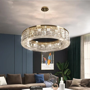 Новые светодиодные люстры, современная роскошная гостиная с хрустальной подсветкой, спальня, декоративная лампа из нержавеющей стали и золота