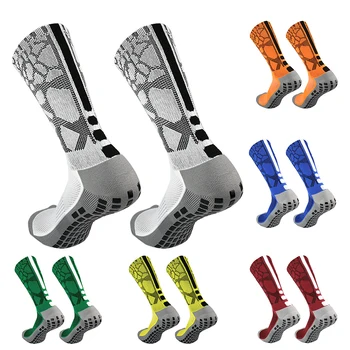 Новые футбольные носки в полоску на каблуке с рисунком в виде пчелиных сот, Спортивные нескользящие футбольные носки с квадратным силиконовым захватом calcetines hombre futebol