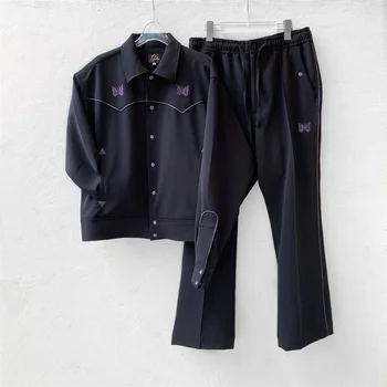 Новые черные иглы с фиолетовой вышивкой бабочкой 1: 1, пиджак хорошего качества, повседневное модное уличное мужское женское пальто AWDW, модное пальто