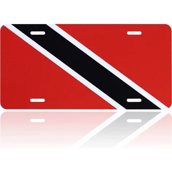 Обложка номерного знака с флагом Тобаго, красный, Черный, Белый Номерной знак, Забавное украшение автомобиля, рамка для туалетного столика, подходит для любого стандарта