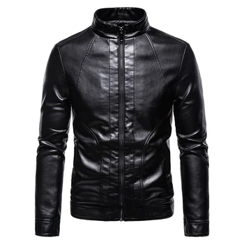 пальто с воротником, мужские повседневные мотоциклетные куртки, мужские модные кожаные куртки veste moto