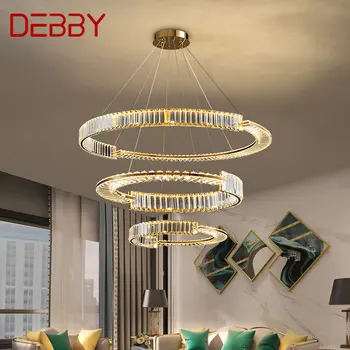 Подвесная люстра DEBBY Crystal, Современные светодиодные роскошные кольца, Подвесной светильник, Домашний декор для гостиной, столовой, виллы, Дуплекса
