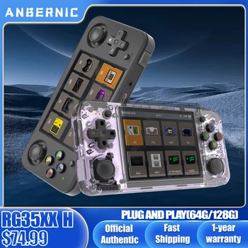 Портативная игровая консоль ANBERNIC RG35XX H в стиле ретро, совместимый с HDMI ТВ-выход, 3,5-дюймовый IPS-экран, система Linux 64G 5500 + Game Plug & Play