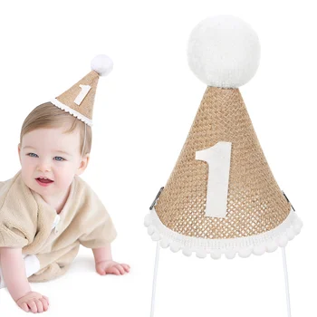 Предметы для дня рождения, Шляпки, детские аксессуары, Льняные шляпки, праздничные декоративные принадлежности для первых девочек